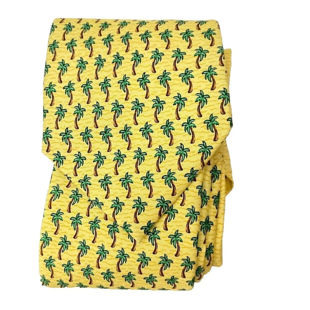 #5652 Yellow Palm Trees Novelty Mens Necktie, Tie 61X3